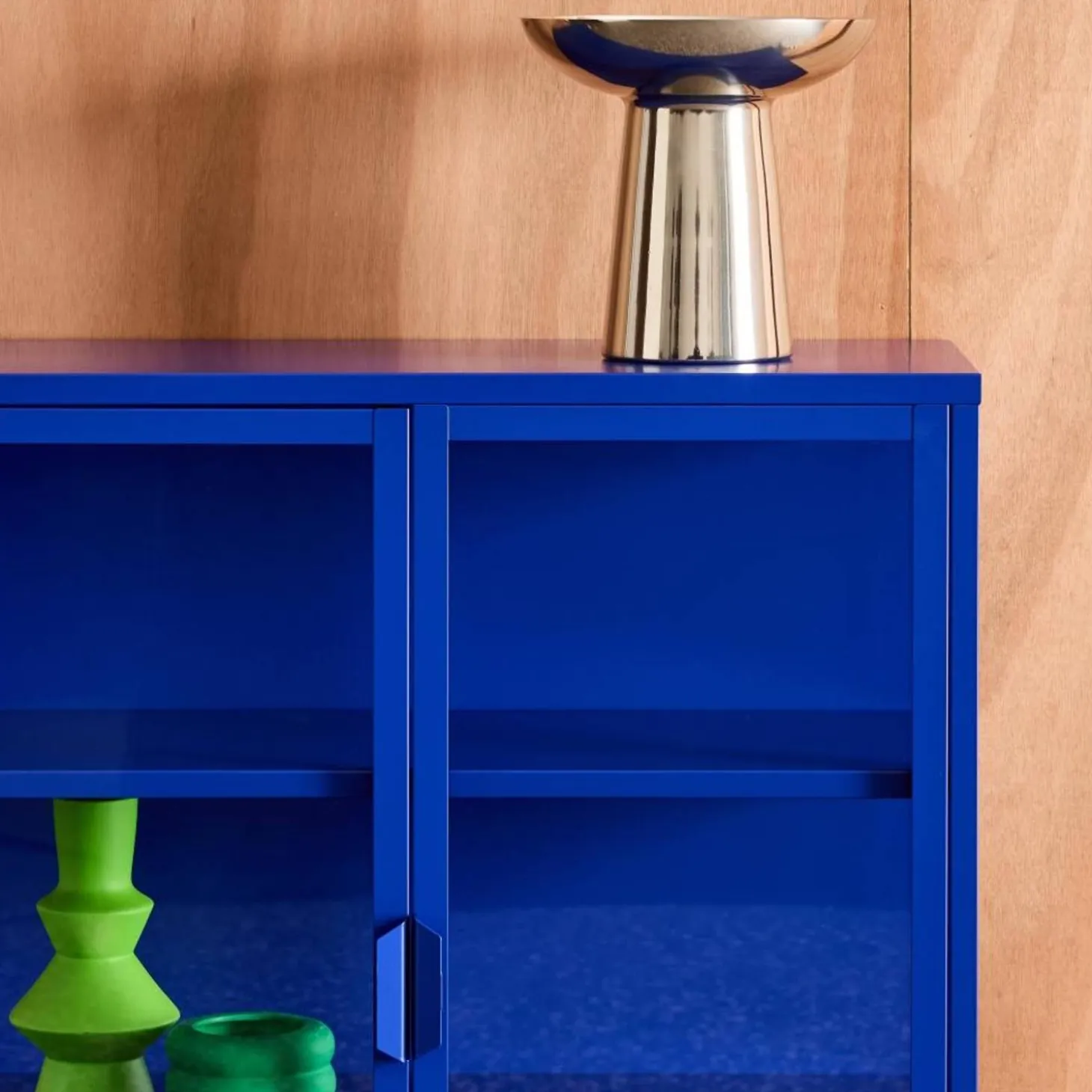 Vitrinekastje gehard glas en staal 2 deuren 80cm