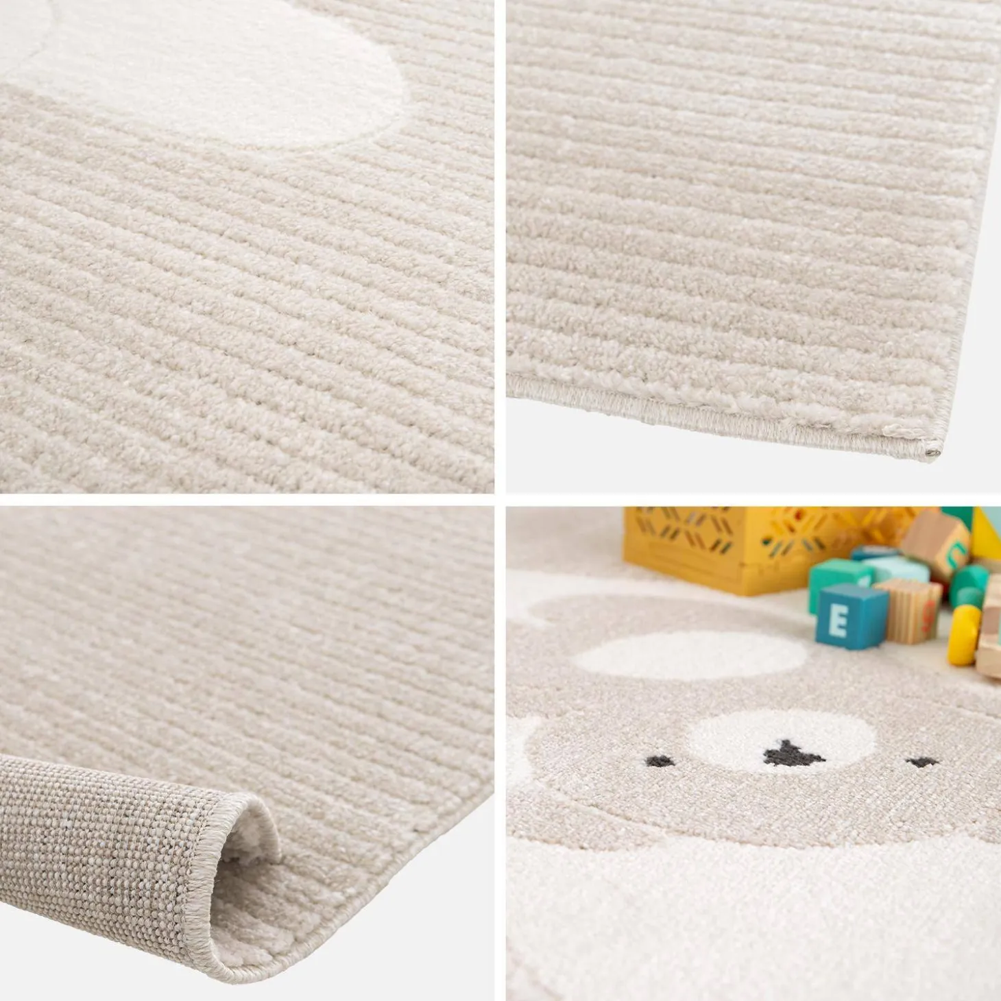 Vloerkleed beige/crème, teddybeer