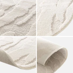 Vloerkleed in kiezelvorm met crèmekleurig reliëfpatroon voor binnen