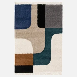 Vloerkleed met geometrisch patroon meerkleurig shaggy