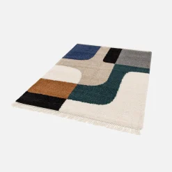 Vloerkleed met geometrisch patroon meerkleurig shaggy