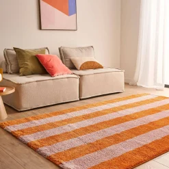 Vloerkleed oranje-roze gestreept voor binnen
