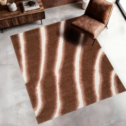 Vloerkleed voor binnen bruin gestreept
