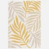 Vloerkleed voor binnen/buiten, beige en mosterdkleurig plantenpatroon