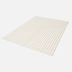 Vloerkleed voor binnen en buiten, beige boogpatroon, 100% gerecycled polyester