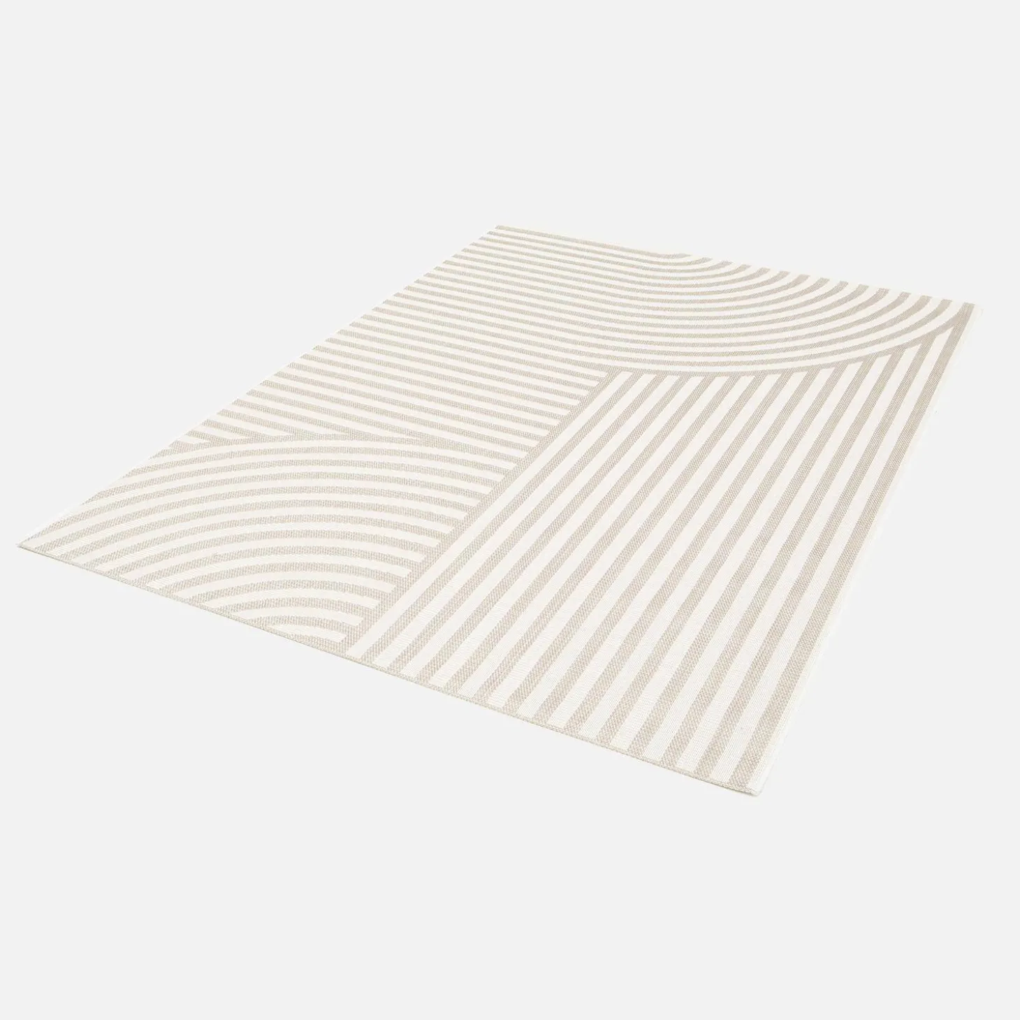 Vloerkleed voor binnen en buiten, beige boogpatroon, 100% gerecycled polyester