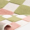 Vloerkleed voor binnen en buiten met roze en groen dambord patroon