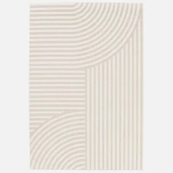 Vloerkleed voor binnen en buiten, beige boogpatroon, 100% gerecycled polyester