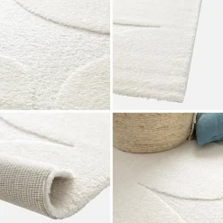 Vloerkleed voor binnen met bloemenpatroon crème