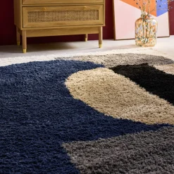 Vloerkleed voor binnen met geometrisch patroon meerkleurig shaggy