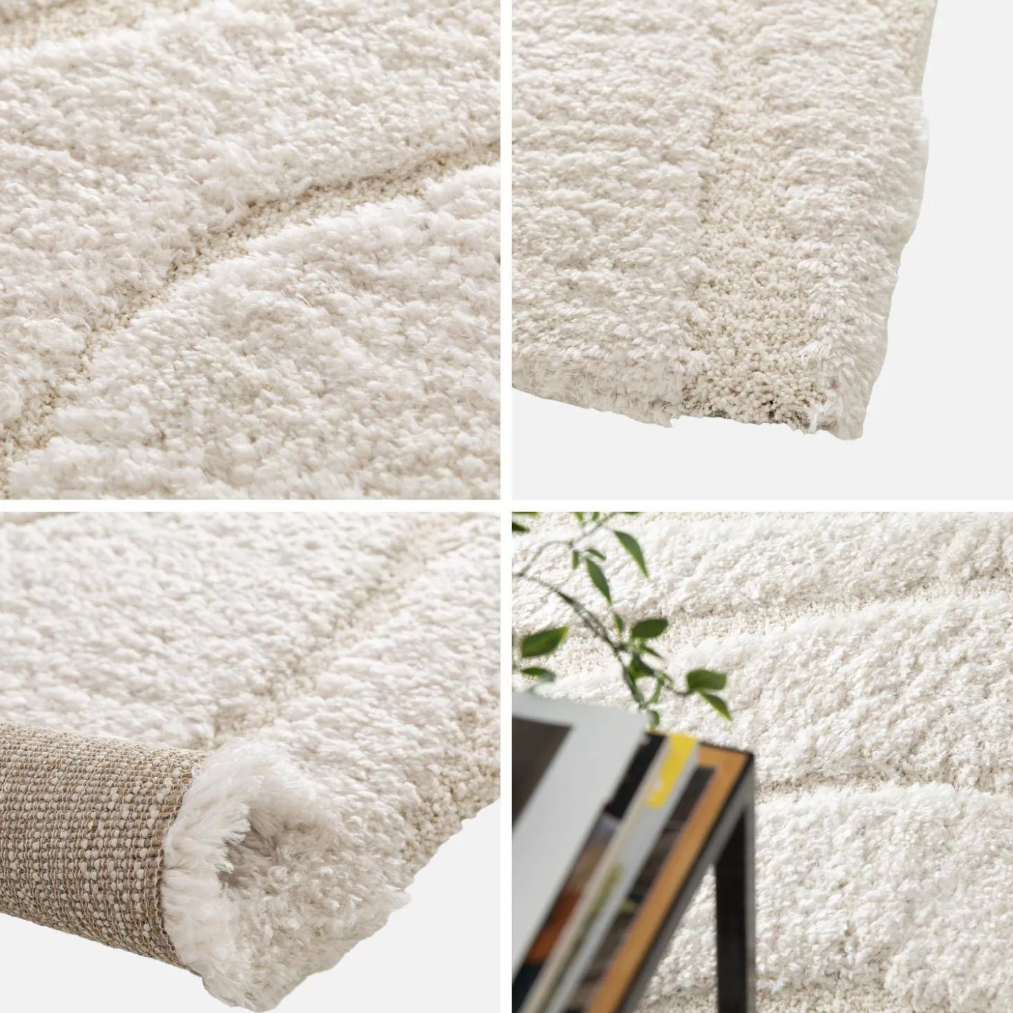Vloerkleed voor binnen met reliëf patroon crème