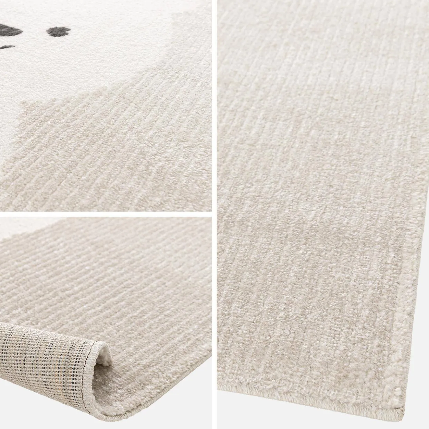 Vloerkleed voor kinderen met kleine teddybeer beige/crème
