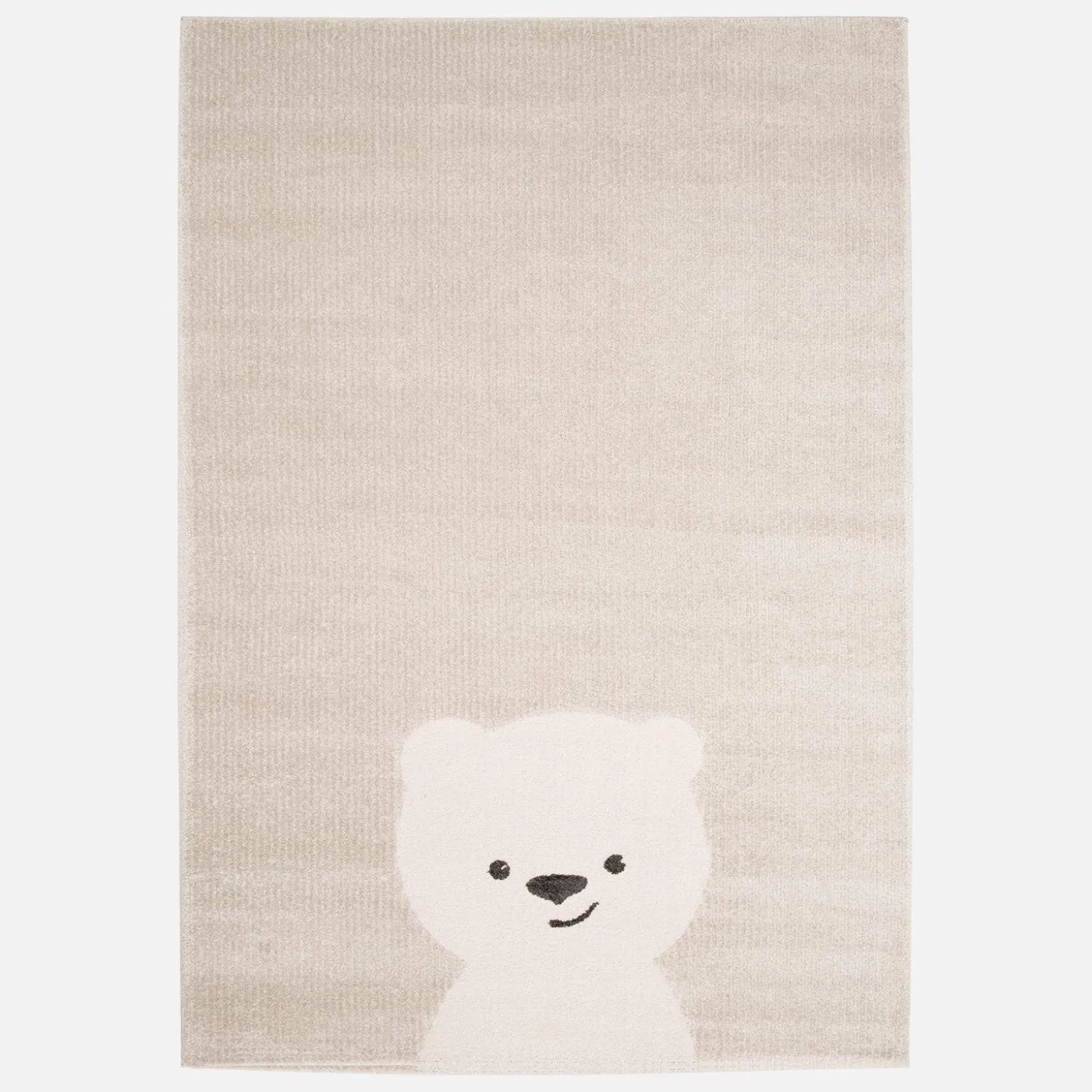 Vloerkleed voor kinderen met kleine teddybeer beige/crème