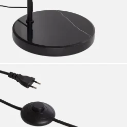 Vloerlamp riet, metaal en steen marmereffect