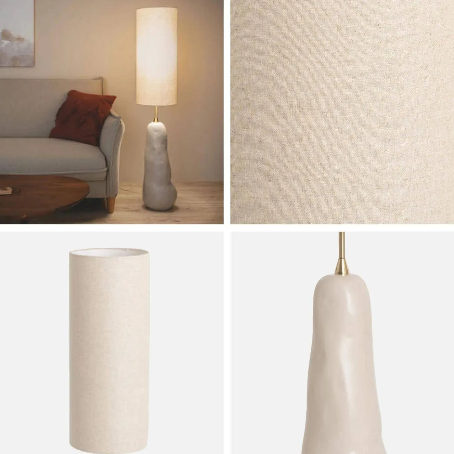 Vloerlamp voor binnen van keramiek en stof Ø27cm