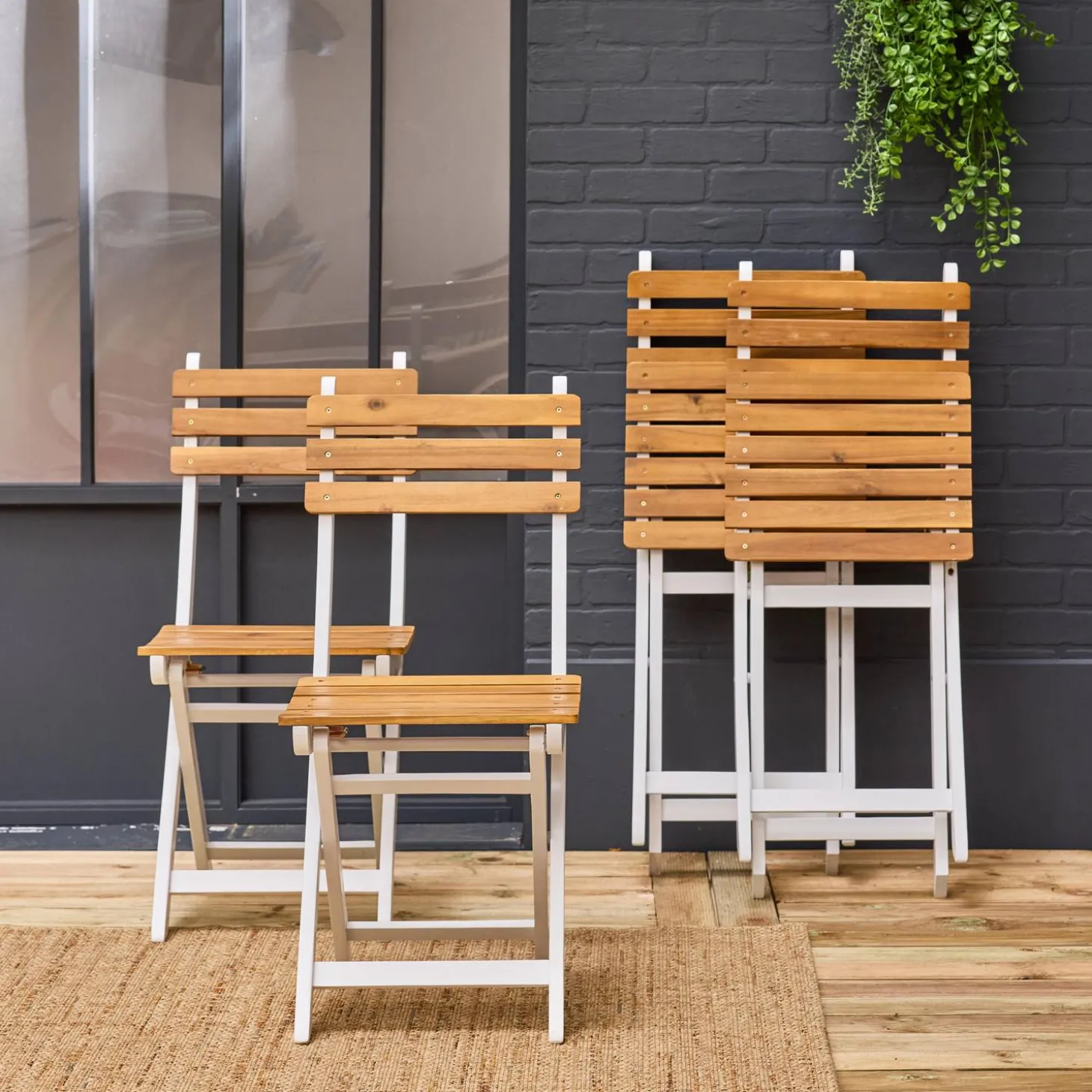 Vouwbare acacia tuinstoel (Set van 4)