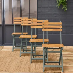 Vouwbare acacia tuinstoel (Set van 4)