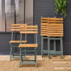 Vouwbare acacia tuinstoel (Set van 4)