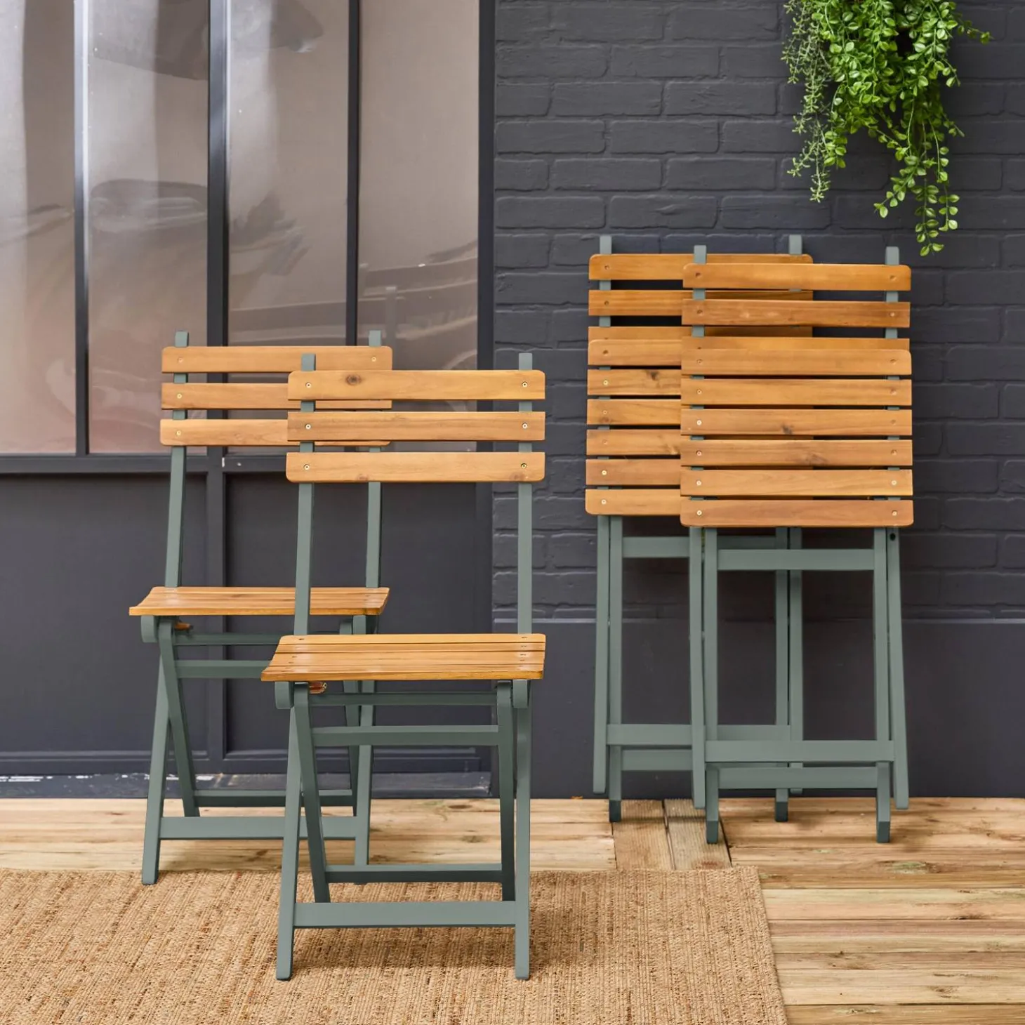 Vouwbare acacia tuinstoel (Set van 4)