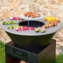 Vuurkorf barbecue Ø81,5cm, grillrooster, houtopslag