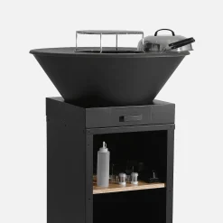 Vuurkorf barbecue Ø81,5cm met grillrooster, opbergruimte, deksel en gereedschap