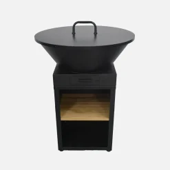 Vuurkorf barbecue Ø81,5cm met grillrooster opbergruimte en deksel