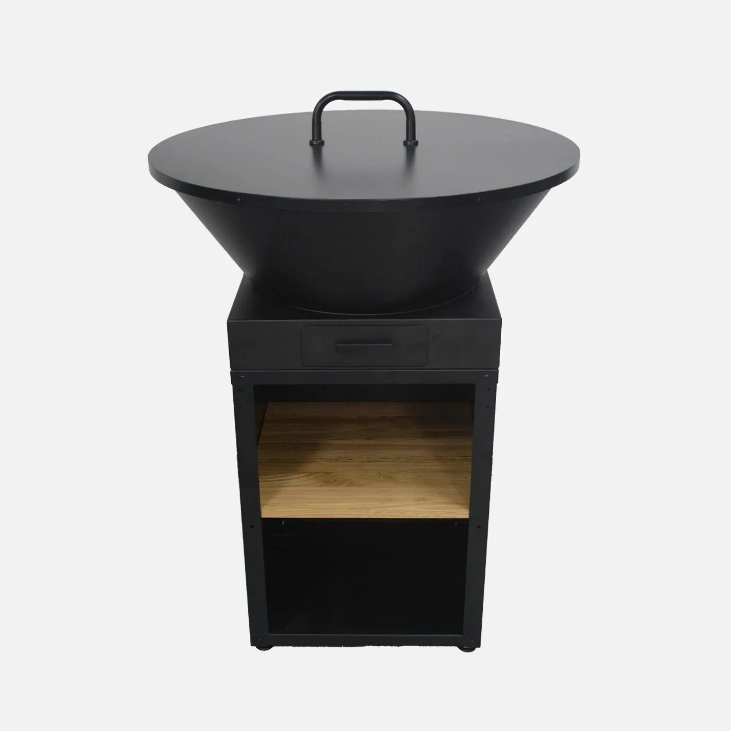 Vuurkorf barbecue Ø81,5cm met grillrooster opbergruimte en deksel