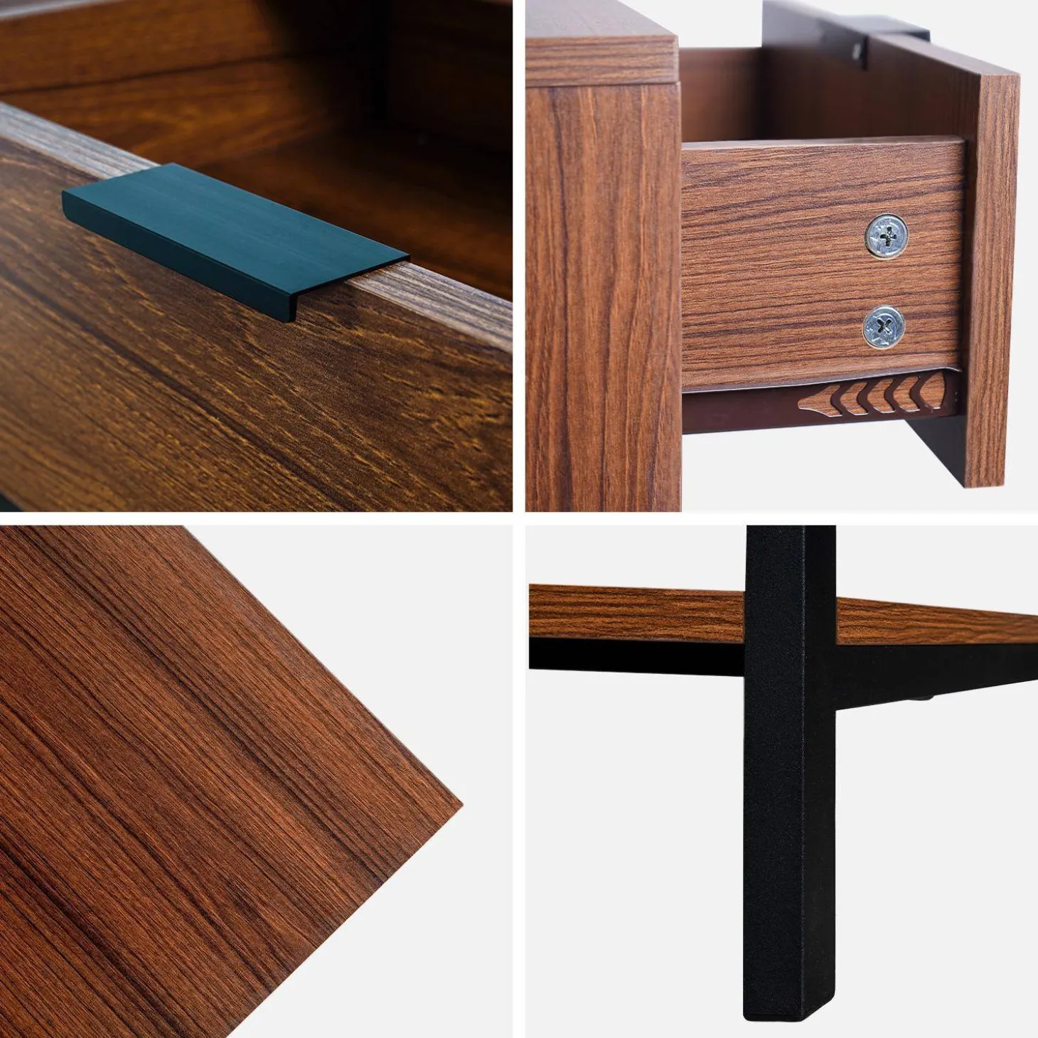 Walnootkleurig houten TV-meubel met 3 laden