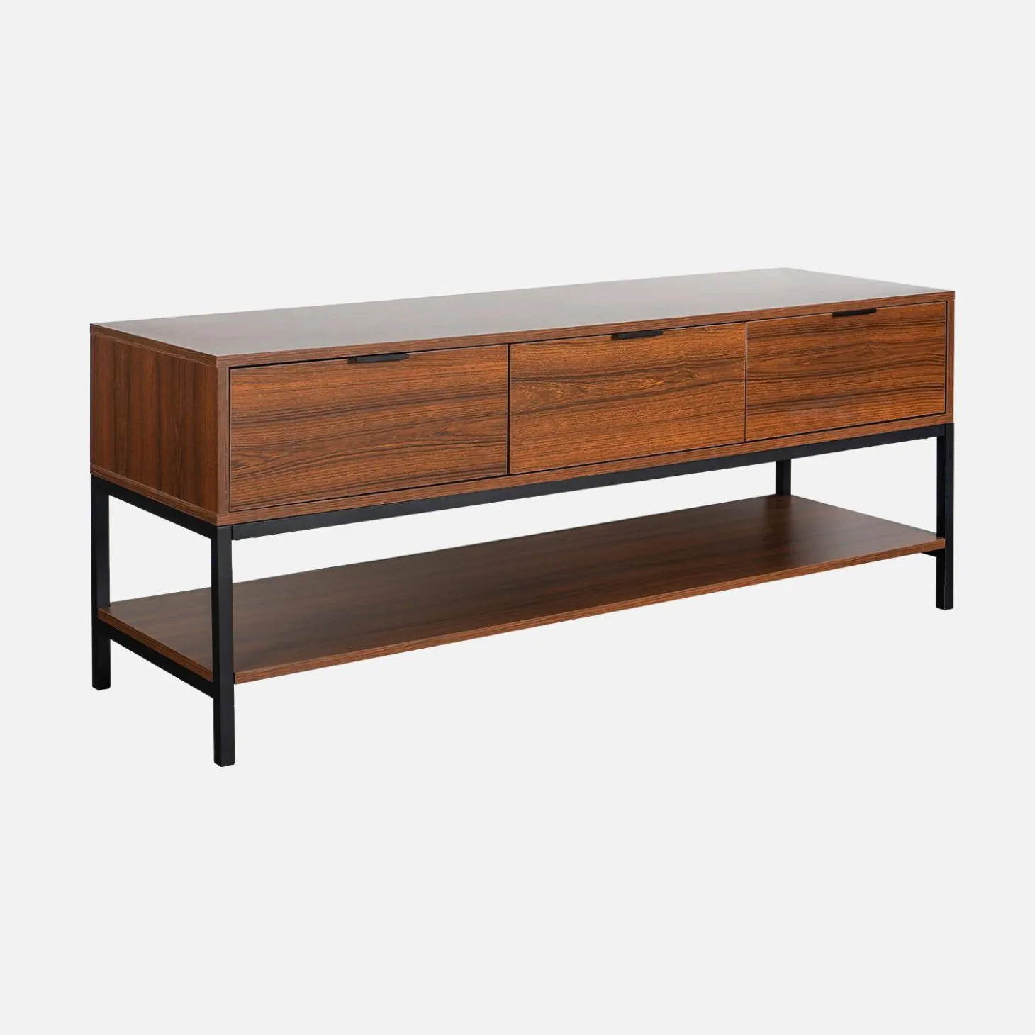Walnootkleurig houten TV-meubel met 3 laden
