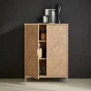 Wandkast 2 deuren houtdecor visgraatmotief 80cm