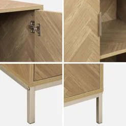 Wandkast 2 deuren houtdecor visgraatmotief 80cm