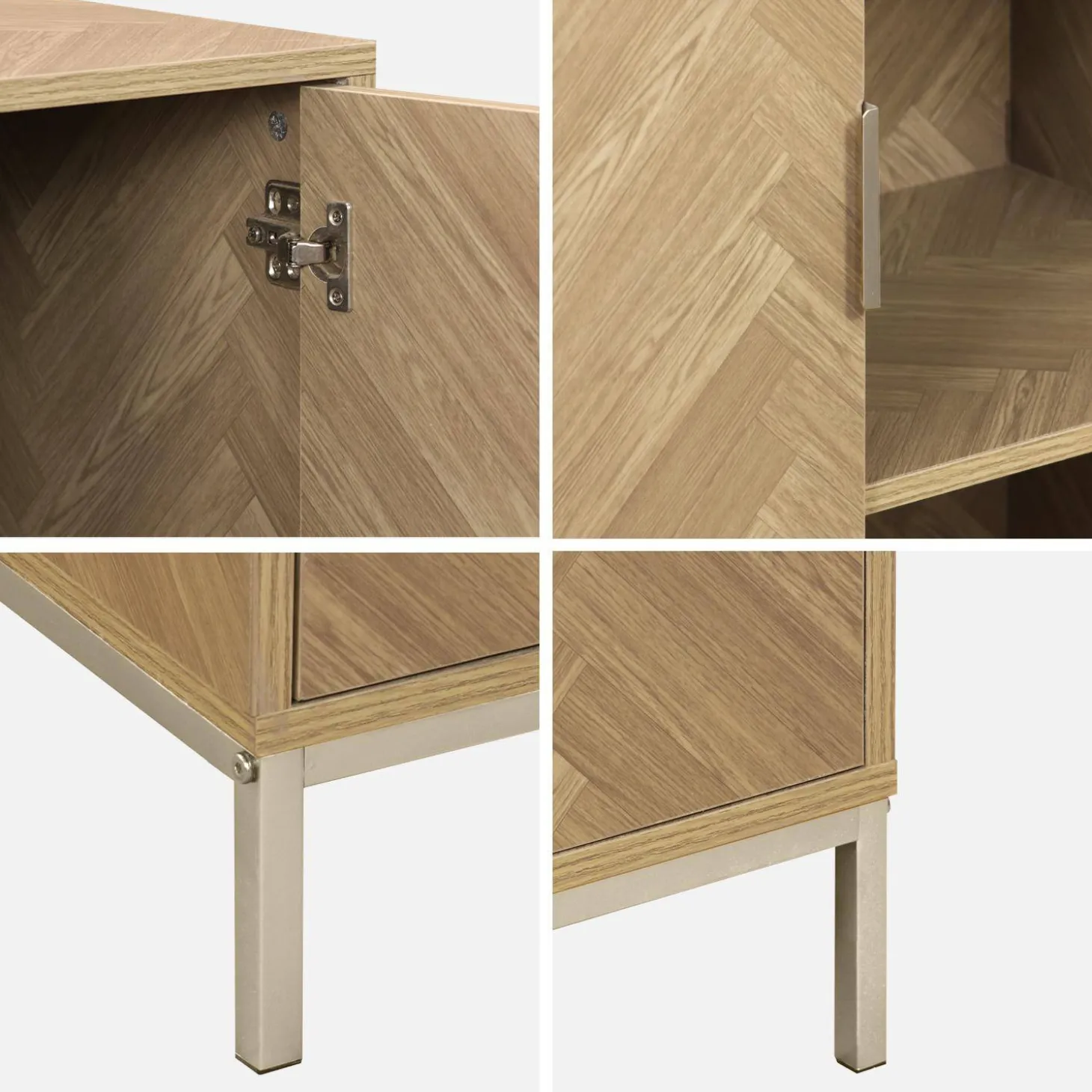 Wandkast 2 deuren houtdecor visgraatmotief 80cm