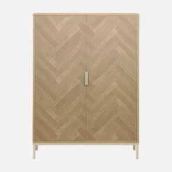 Wandkast 2 deuren houtdecor visgraatmotief 80cm