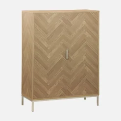 Wandkast 2 deuren houtdecor visgraatmotief 80cm