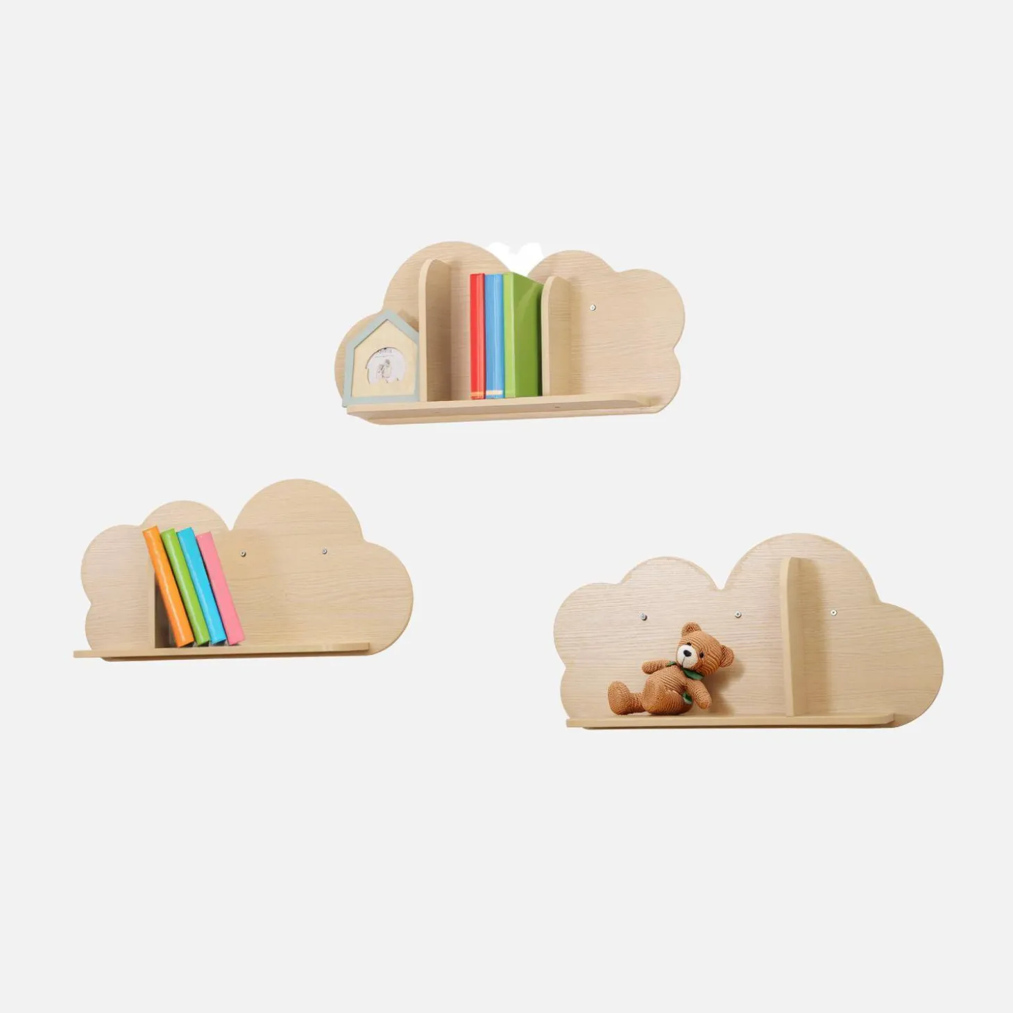 Wandplanken Cloud voor kinderkamer (set van 3)