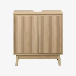 Wastafelmeubel met gegroefde deuren houtdecor
