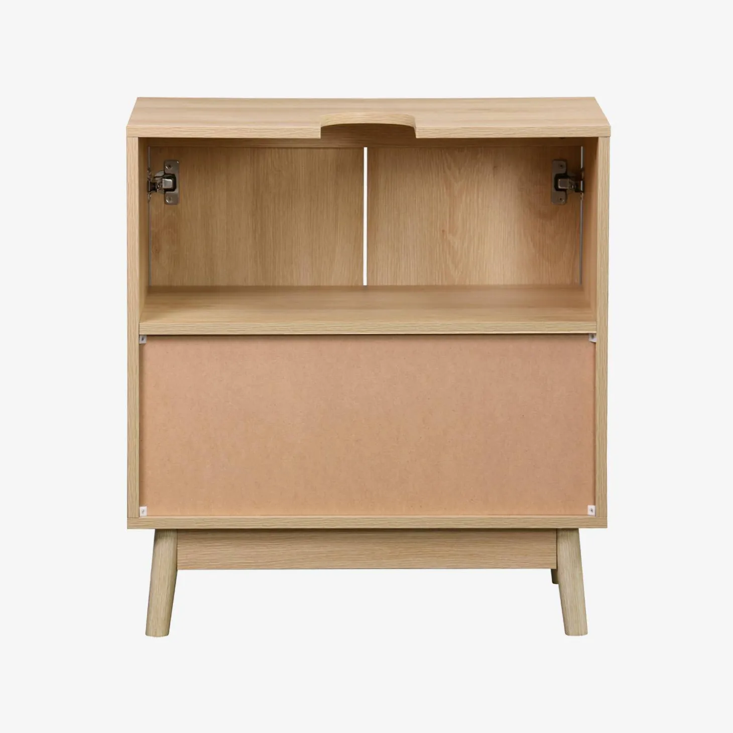 Wastafelmeubel met gegroefde deuren houtdecor