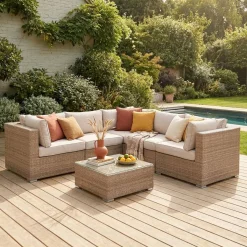 Wicker hoek loungeset 5 plaatsen