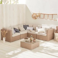 Wicker hoek loungeset 5 plaatsen