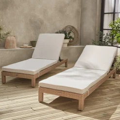 Wicker ligbed, set van 2
