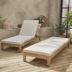Wicker ligbed, set van 2