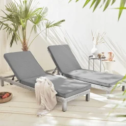 Wicker ligbed, set van 2