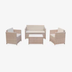 Wicker loungeset 4 plaatsen
