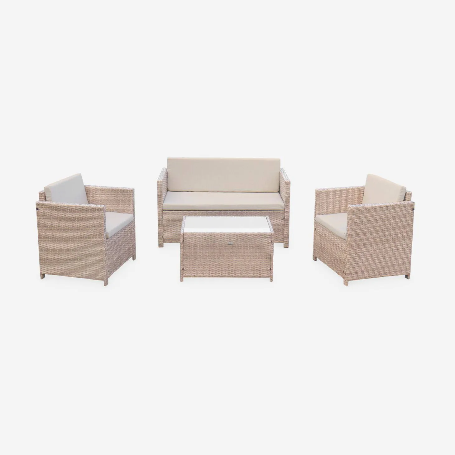 Wicker loungeset 4 plaatsen