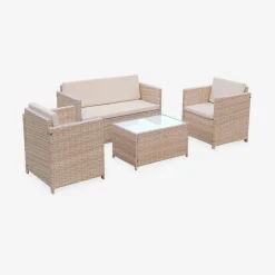 Wicker loungeset 4 plaatsen