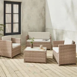 Wicker loungeset 4 plaatsen
