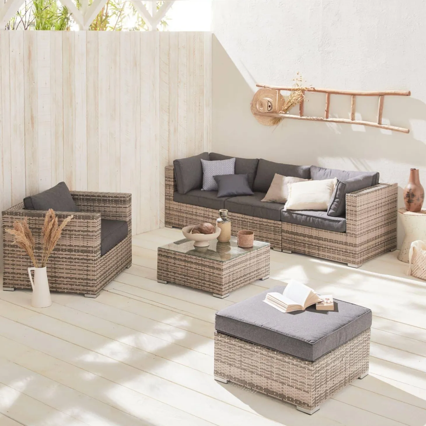 Wicker loungeset 5 plaatsen