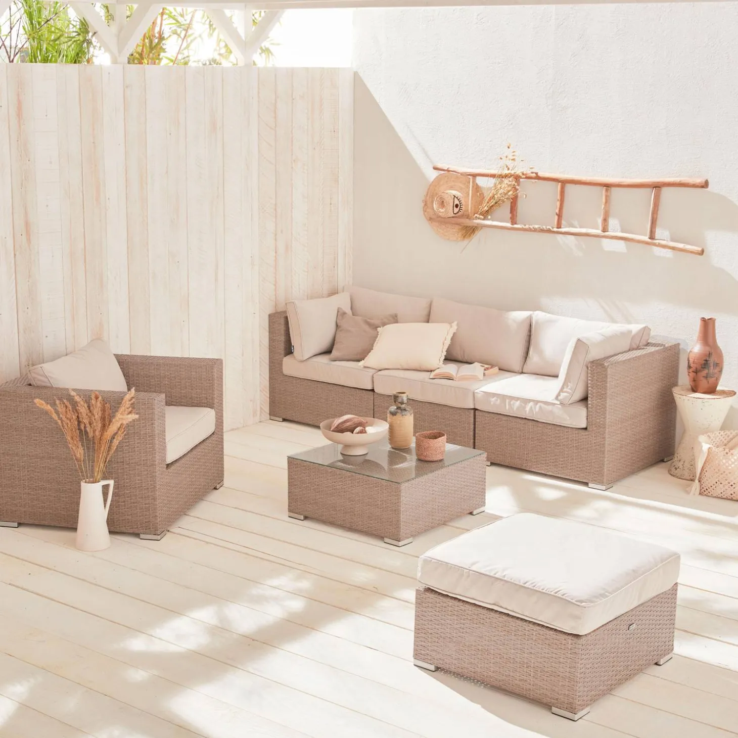 Wicker loungeset 5 plaatsen