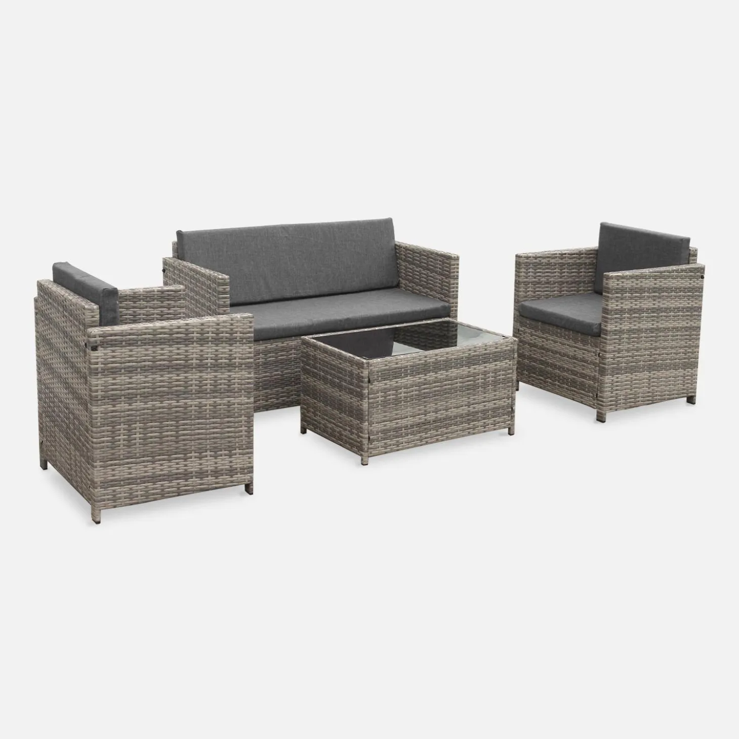 Wicker loungeset 4 plaatsen