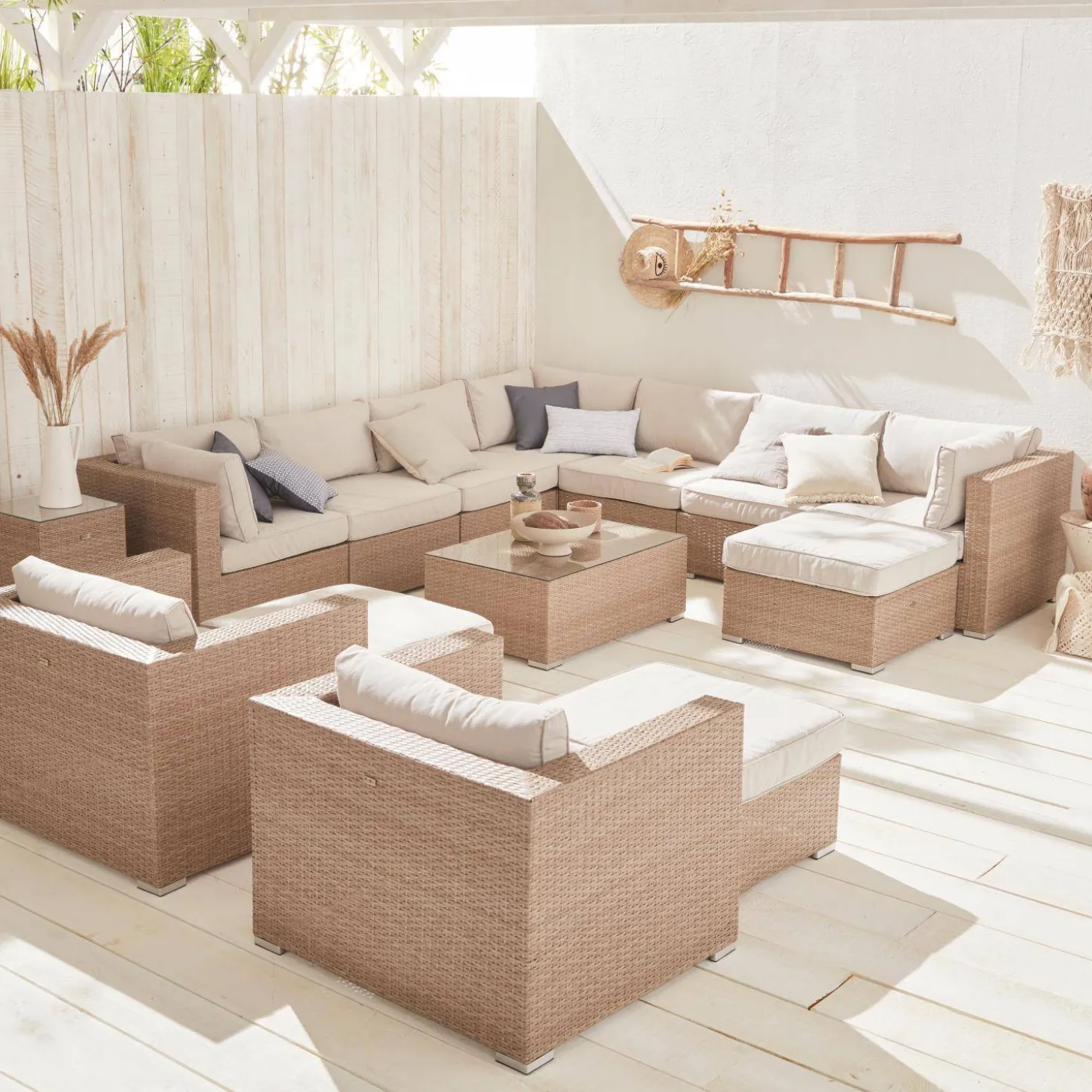 Wicker loungeset 12 tot 14 plaatsen